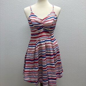Jack BB Dakota Small Dress Red Blue Patriotic Linen